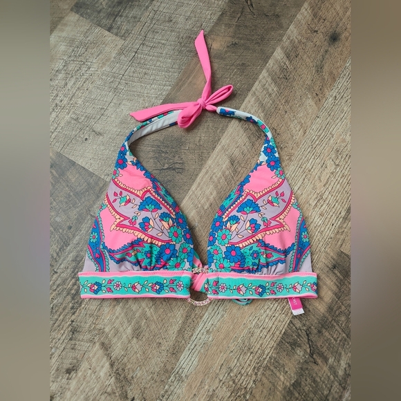 🤍Victoria's Secret Flower Multi Color Rhinestone Swimsuit Bikini Top Size Small - Picture 1 of 4